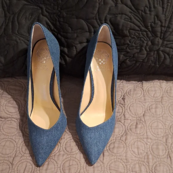 Vince Camuto Blue Denim Heels - Picture 1 of 2
